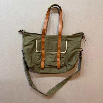 Bolso de Mano Roxy Verde Oliva de Lona con Correas de Cuero - Bolso de Viaje Utilitario Grande Foto 1 de 4