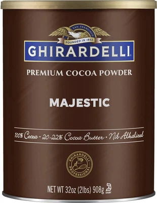 Ghirardelli Majestic Premium Cacao en Polvo, 32 OZ (2 LB) 100 % Cacao Premium Horneado Foto 1 de 4