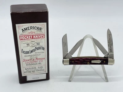 2008 SCHATT & MORGAN QUEEN 044230 Crimson Jig Bone Mini Congress w/ OMP Box - Image 1 of 4