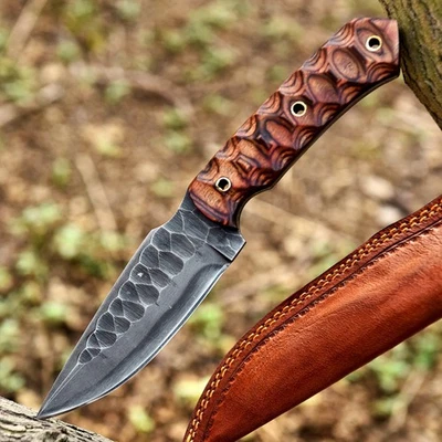 定制手工 1095 钢酸水洗 EDC 刀野营生存狩猎刀 — 第 1/4 张图片