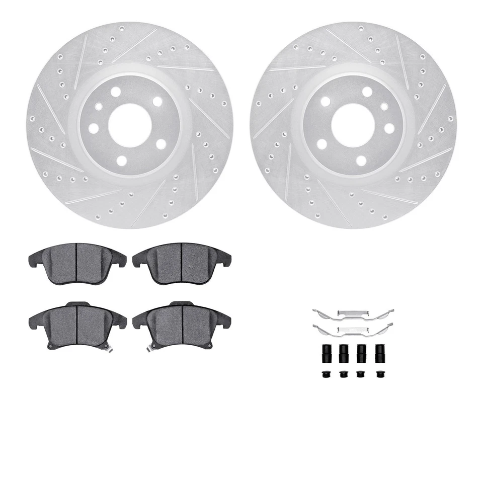For Lincoln MKZ 13-16 Drilled & Slotted Front Brake Kit w Optimum Pads Foto 1 de 3