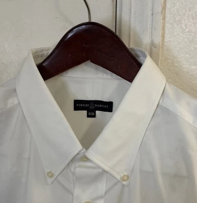 Nueva Camisa de Vestir Blanca Robert Talbott Etiqueta W $285 18 X 34 Foto 1 de 4
