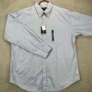 Lands End Shirt Dress Mens Large 16-16.5 Blue Long Sleeve Pocket 100% Cotton NEW - Picture 1 of 10