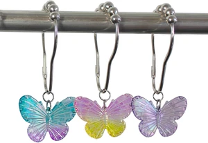 Schmetterling Duschvorhang Haken Ringe, 12 Stck. Bunt Harz Anhänger Zubehör, - Bild 1 von 6