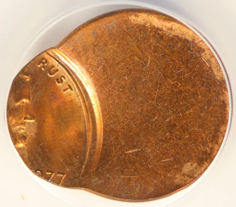 1977 1c Error Lincoln Memorial Cent Struck 80% Off-Center ANACS MS63 RB Cover