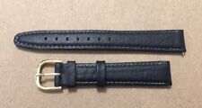MARCCO Black Torero Stitched Leather Watchband, 16mm, 8”