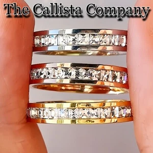 15K+ Verkauft LAB-CREATED SQ CUT KLAR 3A+ CZ KLASSISCH 4MM ETERNITY BAND GRÖSSE 5-9 ✓ - Bild 1 von 5