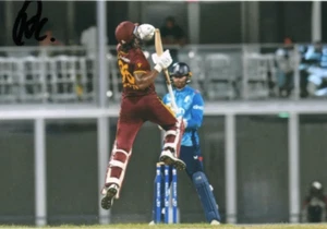 WEST INDIES CRICKET: KEACY CARTY SIGNED 6x4 ODI CENTURY PHOTO + COA - Bild 1 von 1