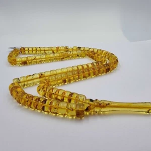 Natural Amber Transparent Color Islamic Prayer Beads 99 Tablet Shape 6x10 mm - Picture 1 of 4