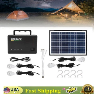 Solar Panel Power Generator Kit with Battery Pack & 4 LED Bulbs - Picture 1 of 16