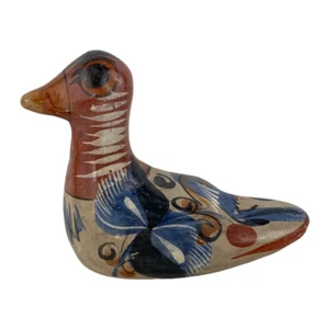 Estatuilla de pájaro de arte popular mexicano de cerámica pintada a mano de 4" firmada México - Imagen 1 de 9