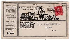 1917 Memphis TN Illustrated White Rose Gasoline Advertising to Corinth MS - Picture 1 of 2