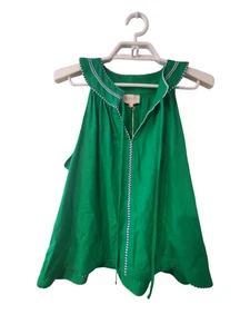 Ciebon nwt Margot tie neck top womens Large rayon linen blend green - Picture 1 of 4