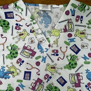 HQ Scrub Top Novelty Womens Small - Picture 1 of 9