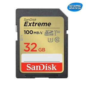 Carte mémoire 4K SanDisk Extreme 32 Go SD UHS-1 V30 pour canon Nikon Kodak et Sony - Photo 1 sur 4
