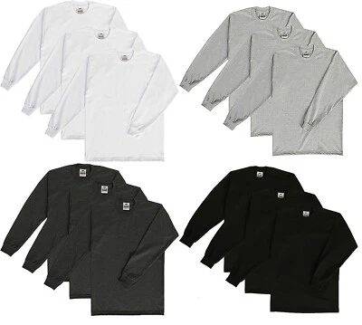 Pro Club 3-Pack  Heavyweight Cotton Long Sleeve  T-Shirt Regular & Tall Sizes - Image 1 of 4
