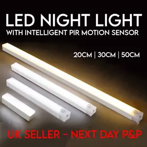 LED PIR Motion Sensor Strip Light USB Rechargeable Magnetic Cabinet Closet Lamp - Picture 1 of 4