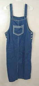 Vintage True Blue Denim Pullover Kleid Gr. Medium Latz Overall Tasche lang - Bild 1 von 8
