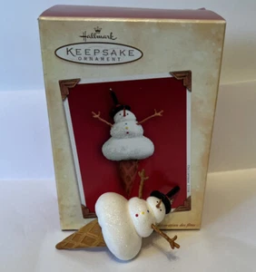 Hallmark Keepsake Triple Decker Treat Christmas Ornament 2004 Snowman Cone - Picture 1 of 3