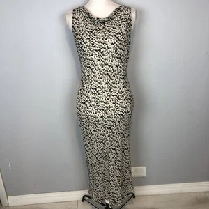 max mara dress sz 8 silk MIDI gray balck sleeveless - Picture 1 of 13