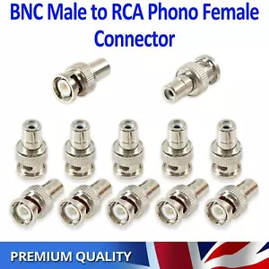 BNC Male to RCA Phono Female Connector Cable Adapter Coupler CCTV Audio/Video - Picture 1 of 5