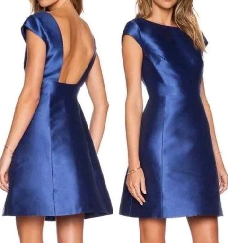 NUOVO $398 Kate Spade taglia 12 mini abito da cocktail giacinto blu senza schiena nuovo con etichette