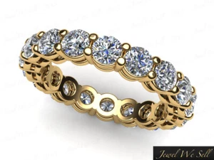 3.00Ct Round Diamond Open Gallery Shared Prong Eternity Band Ring 18K Gold G SI1 - Picture 1 of 8