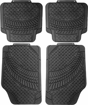 Rubber Car Mats Set To Fit Tata Safari Heavy Duty Tyre Tread Design Set Of 4 - Image 1 of 4