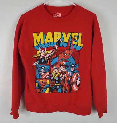 Marvel Sweatshirt Youth Small Red Comics Spider-Man Thor Captain America Graphic - Image 1 of 4