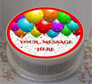 Personalised Bright Balloons 8" Icing Sheet / Cake Topper - Bild 1 von 1