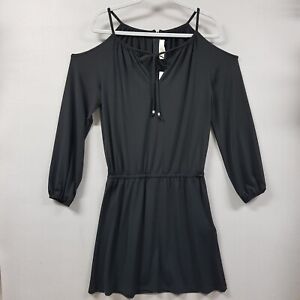 Michael Kors MK Women Dress Cold Shoulder Black Long Sleeve Small Blouson New