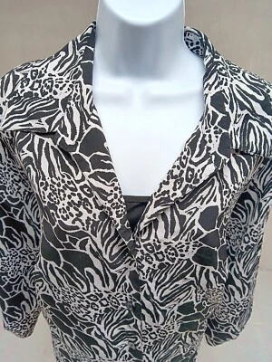 Blusa Just My Size Mujer Plus 2X 18W/20W Negra Blanca Manga 3/4 Imitación Cami Foto 1 de 4