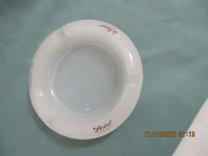 VIntage Pearl Beer Milk Glass 4" Ashtray with Red Lettering Advertising - Picture 1 of 5