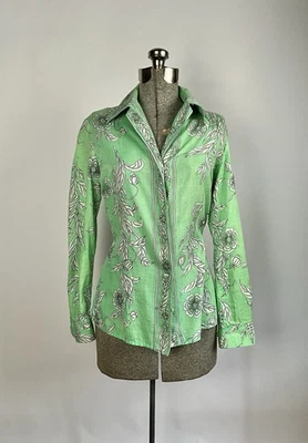 Camisa Blusa Césped Algodón Pistacho Emilio Pucci Años 70 De Colección Foto 1 de 4
