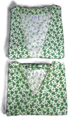 S.C.R.U.B.S Cotton V-Neck Print Top 2 Pocket & Jacket Set XL US St. Pat's Day - Image 1 of 4