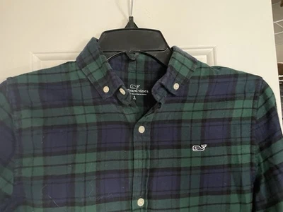 Vineyard Vines Black Watch Plaid Shirt Long Sleeve Button Boys Youth Small 8-10 - Image 1 of 3