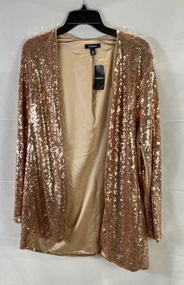 Женская золотистая однотонная куртка с блестками Torrid размер M/L - Изображение 1 из 4