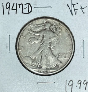 1947-D WALKING LIBERTY SILVER HALF DOLLAR~ VF+ ~NICE COIN~ - Picture 1 of 2