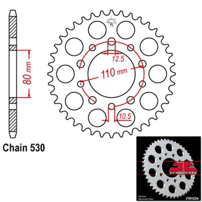 JT Sprocket Steel Rear 530 Pitch 43 Tooth Honda VFR700F Interceptor (1986-1987) - Image 1 of 2