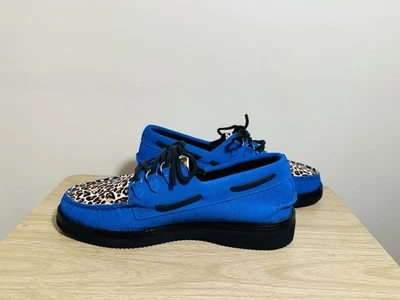 Sperry x Pleasures suede upper boat shoes leopard print blue STS24914 NWOB sz 10 - Image 1 of 4