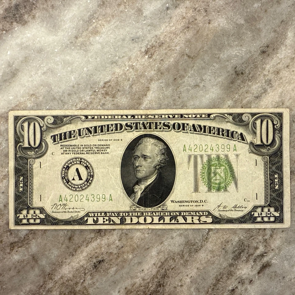 1928B $10 FRN (Boston) Fr. 2002A Light Green Seal VF+ - Image 1 of 4