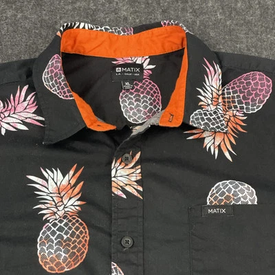 Matix Shirt Mens XL Button Up Black Pineapple All Over Short Sleeve - Image 1 of 4