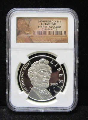 2009 P LINCOLN BICENTENNIAL PROOF SILVER DOLLAR  GRADED NGC PR69 ULTRA CAMEO - Image 1 of 4