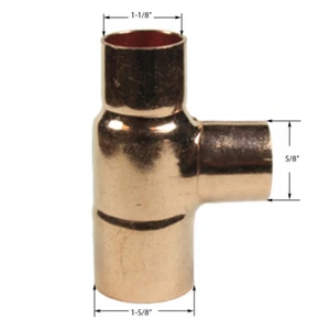 Libra Supply 1-1/2'' x 1'' x 1/2'' Zoll Kupfer Druckminderer T-Stück C x C x C - Bild 1 von 2