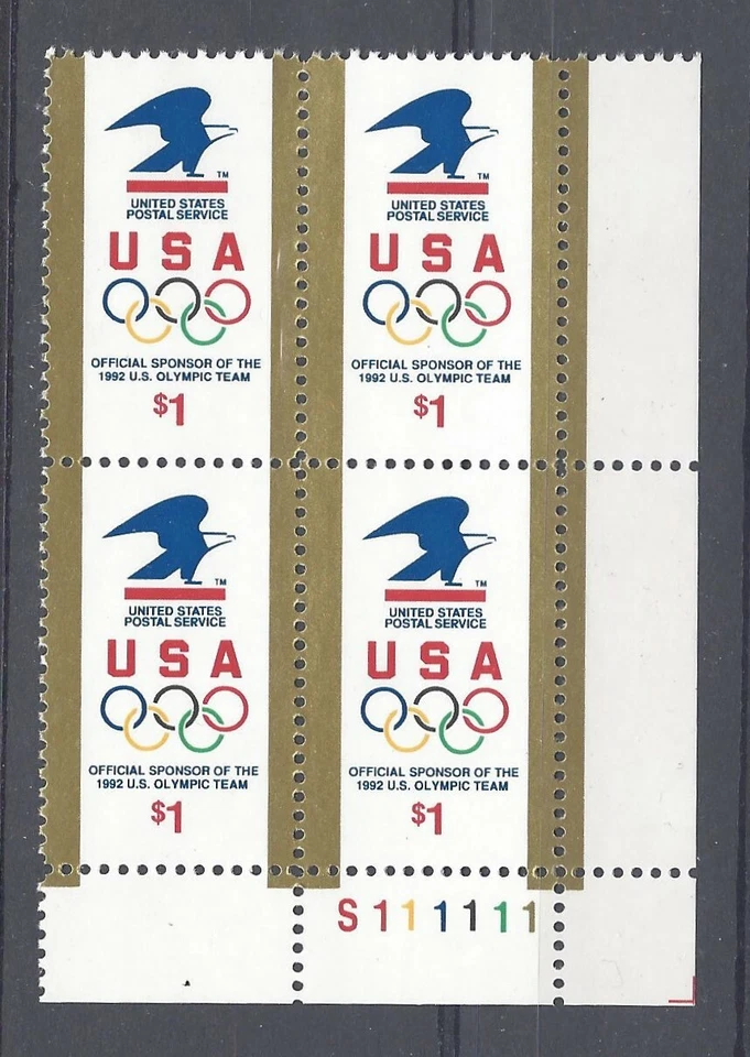 US Scott # 2539 US Olympic Team With Postal Eagle Plate Block of 4 MNH - Image 1 of 1