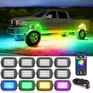 Q1 Max RGB+IC Rock Lights Chasing Dream Color, 12 Pods, 24LEDs/Pod Super Bright - Picture 1 of 10