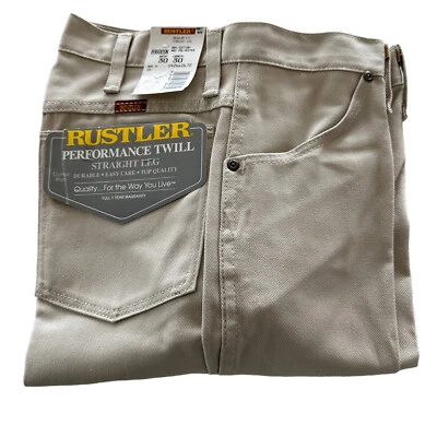 Rustler Jeans Mens 30x30 Tan Western 80s Actual 28 x 29.5 New Old Stock USA - Image 1 of 4