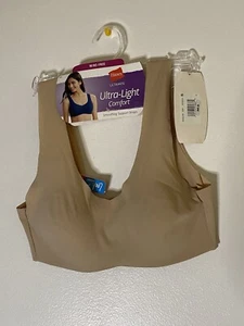 Bra Hanes beige cool Ultimate wire free light cool comfy Smooth Straps XS New - Picture 1 of 6