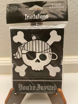 "Pirate Parrty" Birthday Party Kids Invitations w/Envelopes 8 Count - Image 1 of 2
