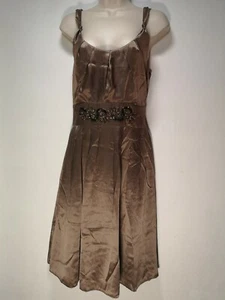 Vestido recto Jeff & Co bronce/marrón forrado seda - talla 12 (513 g) - Imagen 1 de 8